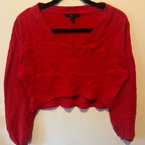 red forever 21 knit long sleeve crop top